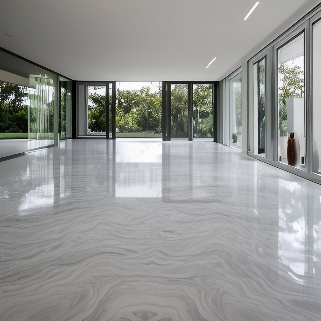 Residential white marble epoxy floor